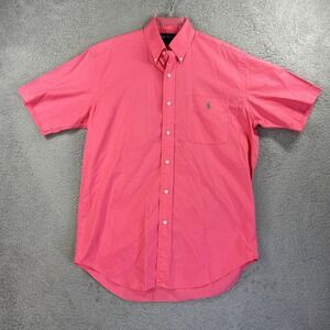 Vintage Ralph Lauren Shirt Mens Small Pink Blake Short Sleeve Button Preppy Pony